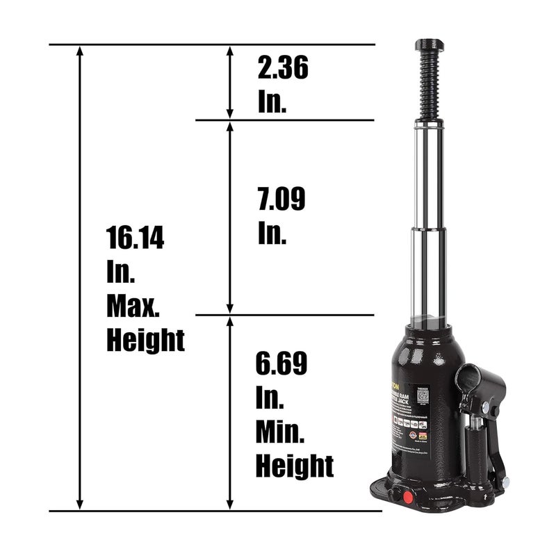 TORIN 4 Ton (8,000 LBs) Double Ram Welded Hydraulic Car Bottle Jack for Auto Repair and House Lift, Black, ATH80402XB - Image 1